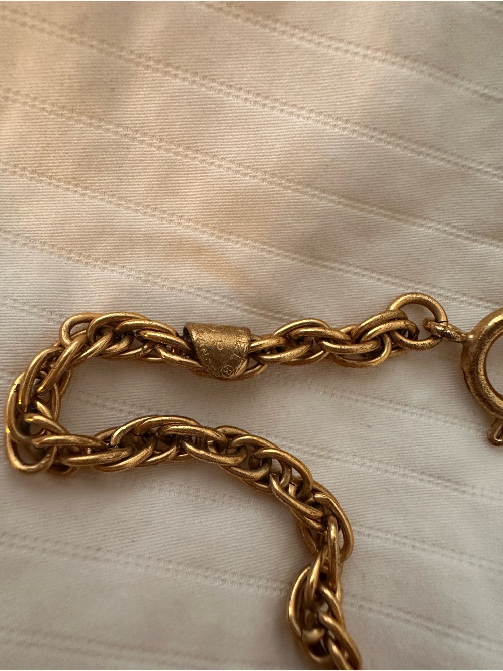 Vintage CHANEL Gold Textured Double C Pendant Necklace - Picture 3 of 5